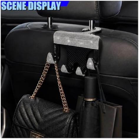 Craedli 2PCS Bling Rhinestone Car Seat Headrest Hooks, Shiny Crystal Auto - Image 6