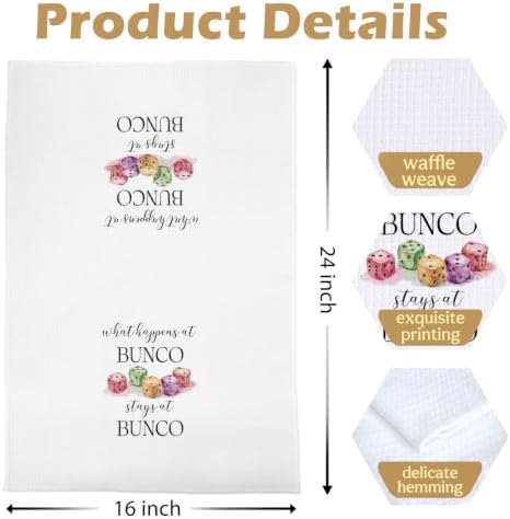 Bunco Party Gifts Kitchen Towels 16x24 Inch Set of 2 - Image 5