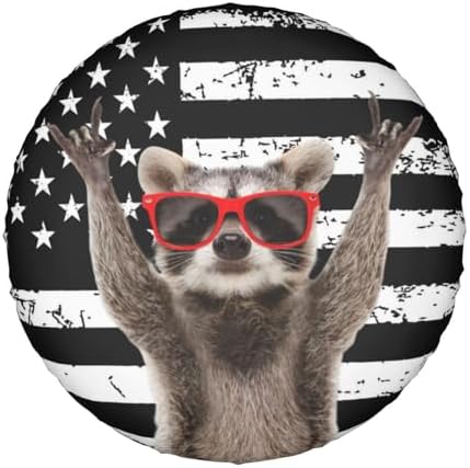 Spare Tire Covers for Trailers, Funny Raccoon Rock Flag USA Wheel Protectors - Image 7