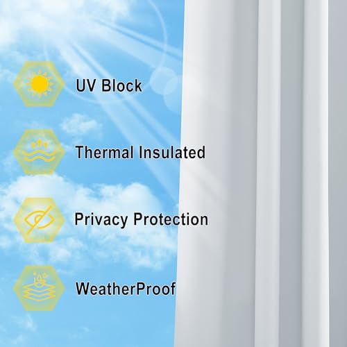 NICETOWN Outdoor Curtains for Patio Windproof 2 PCs W66xL90 Natural - Image 6