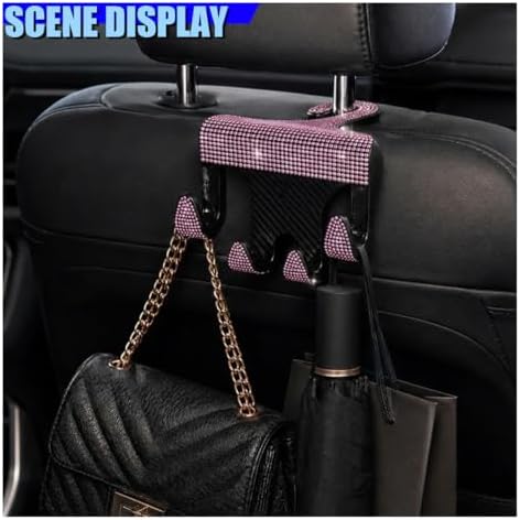 Craedli 2PCS Bling Rhinestone Car Seat Headrest Hooks, Shiny Crystal Auto - Image 6