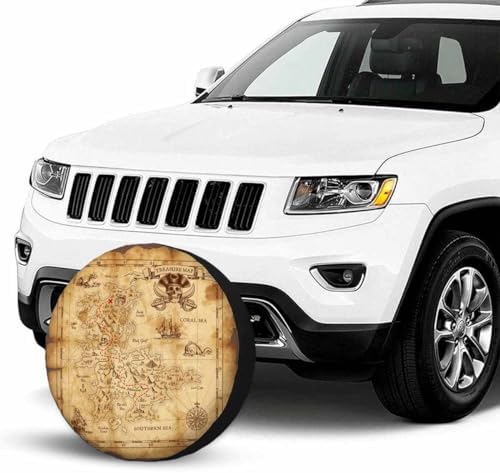 Treasure Map Spare Tire Cover Pirate Emblem Sailboat Compass on a Ruined Old - Image 7