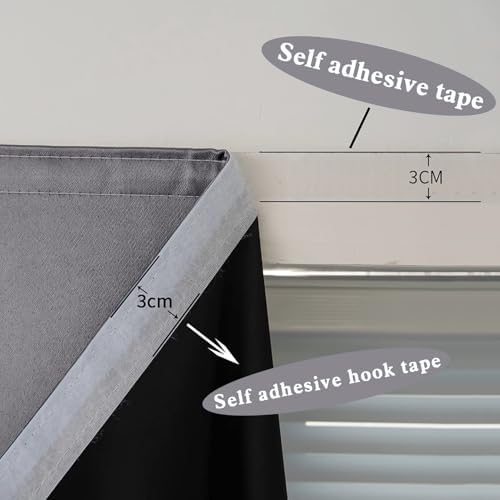 AJAZZ 100% Blackout Stick Curtain Portable Black Out Curtains Adhesive Curtains - Image 6