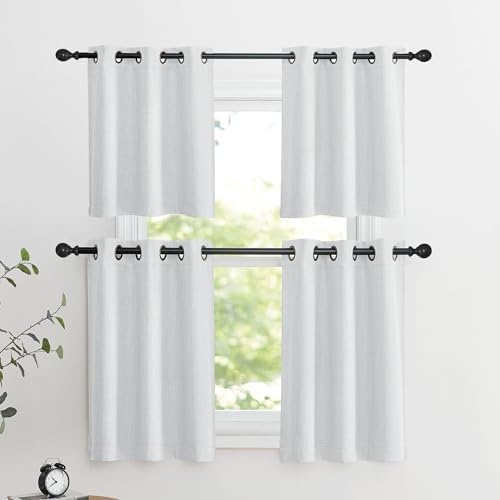 NICETOWN Faux Linen Valances, Short Cafe Curtains Kitchen Tiers, Room Darkening - Image 7