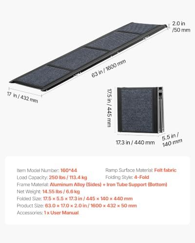 VEVOR Dog Ramp for Cars, Folding Pet Ramps for Medium & Large Dogs up to 250lbs - Image 7