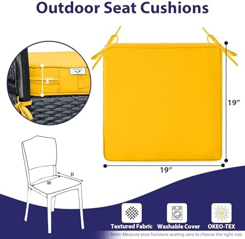 IPYNBAP Outdoor Chair Cushions Set of 4 -Waterproof Outdoor Seat Cushions - Image 6