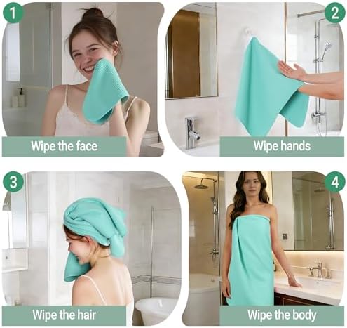 MICROFI Waffle Weave Bath Towel Set, Microfiber, 4 Pieces, Quick Dry, - Image 7