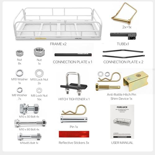 Forluck 60" x 24" x 14" Folding Hitch Mount Cargo Carrier, 500 lbs Capacity - Image 7