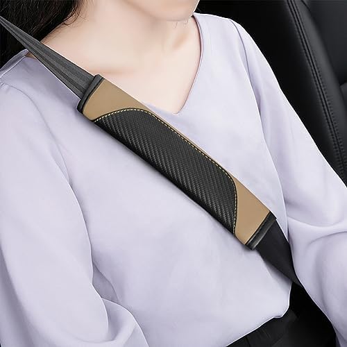 AUCELI 2PCS Carbon Fiber Car Seat Belt Cover, Breathable Leather - Image 6