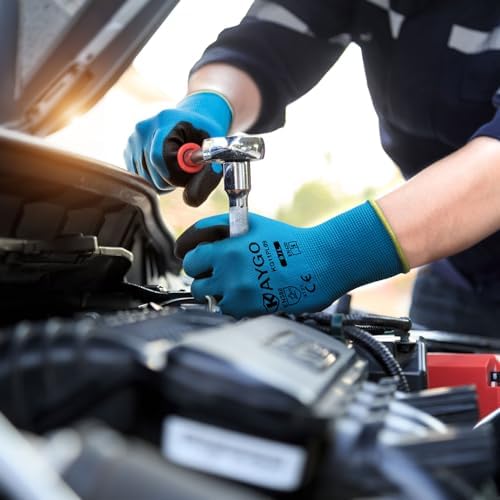 KAYGO Safety Work Gloves for Men Women, PU Coated Palm & Fingers - Image 5