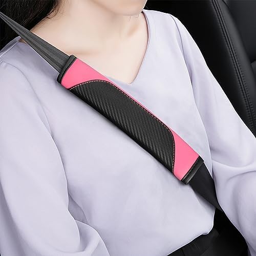 AUCELI 2PCS Carbon Fiber Car Seat Belt Cover, Breathable Leather - Image 6