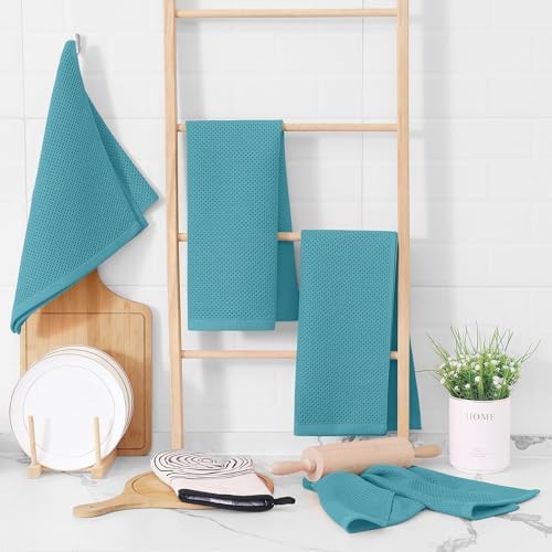 Homaxy 100% Cotton Waffle Weave Kitchen Dish Towels 18-Pack, Lake Blue - Image 6