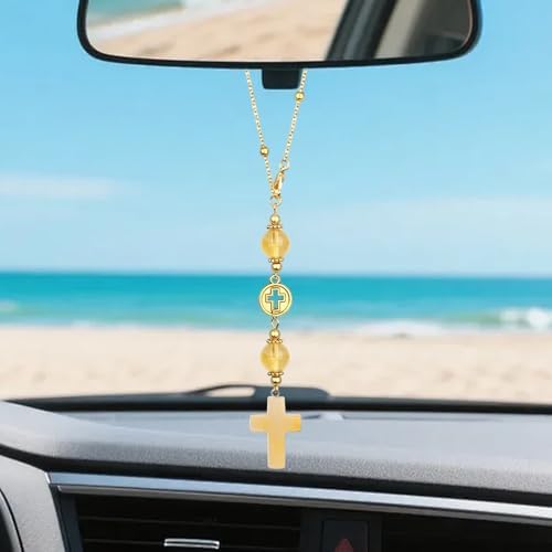 Car Rear View Mirror Accessories Car Hanging Ornament, Cross Unique Rearview - Image 6