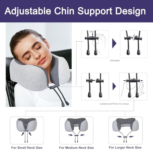 napfun Neck Pillow for Traveling, Upgraded Travel Neck Pillow for Airplane 100% - Image 6