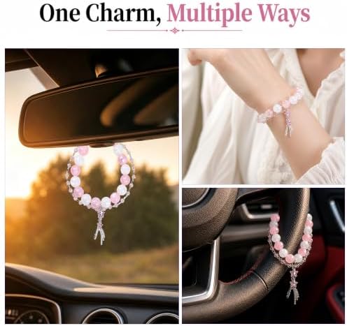 Steering Wheel Rosary, Star Rosary Rear View Mirror Charm Crystal Decor - Image 7