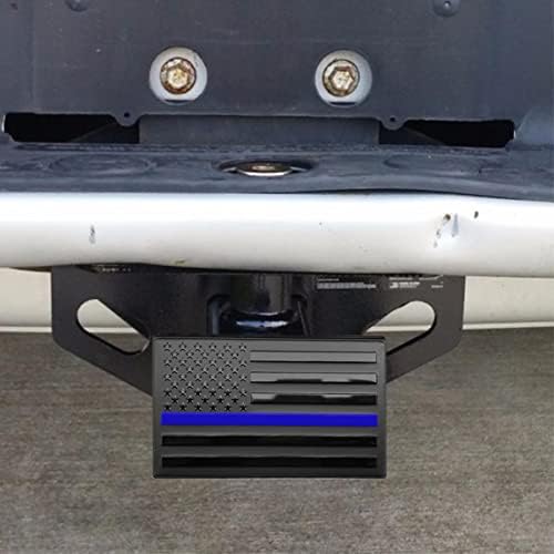 Bonrcea Thin Blue Line Heavy Duty Aluminum US Flag Trailer Hitch Cover - Image 5