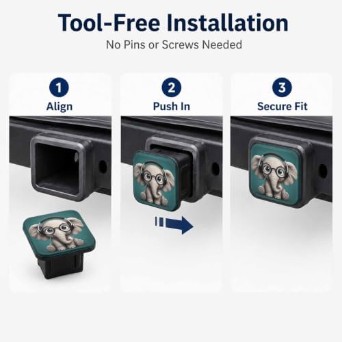Cute Elephant Hitch Cover Receiver Tube Hitch Plug, Tool-Free Install Tow Hitch - Image 7