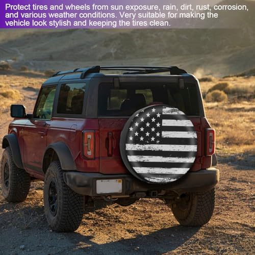 Car Spare Tire Cover, 14Inch Dustproof Waterproof American USA Flag Vehicle - Image 6