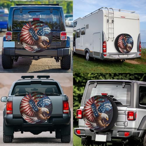 Spare Tire Cover for RV Trailer, American Flag Eagle Waterproof Sun Leather - Image 6
