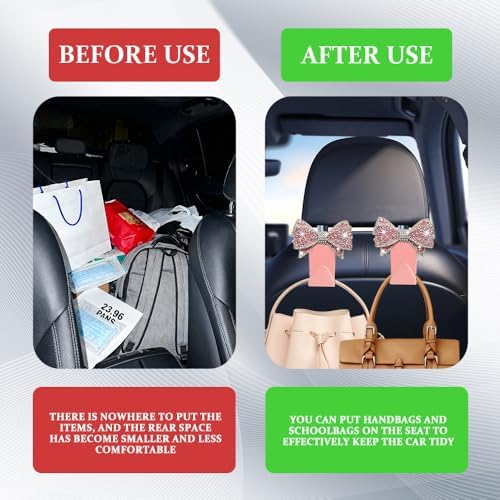 2PCS Car Seat Headrest Hooks, Car Bag Hooks, Cute Bow Knot Vehicle Seatback - Image 7