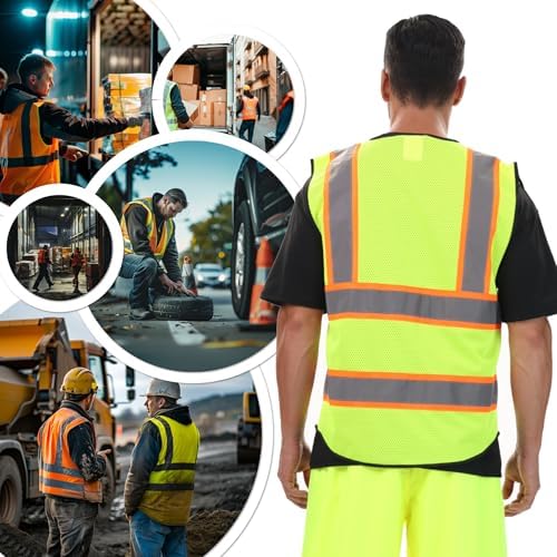 JKSafety Safety Vest for Men Women Hi Vis Reflective Vest JK220 OBlack S - Image 6