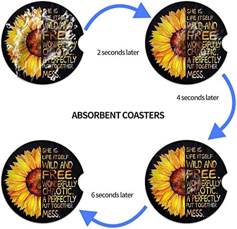 Car Coasters for Women 2 Pack, Ceramic Absorbent Cup Holders for Mother's Day - Image 6