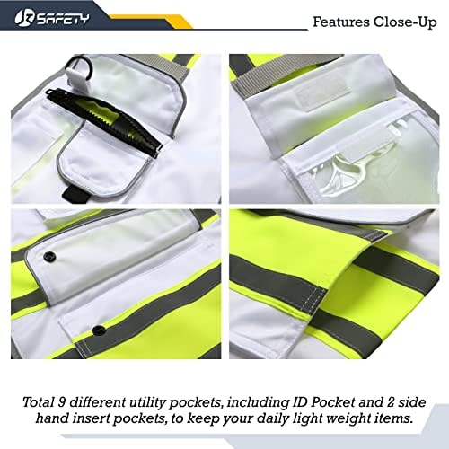 JKSafety Safety Vest for Men Women Reflective Hi Vis JK901 White XL - Image 4