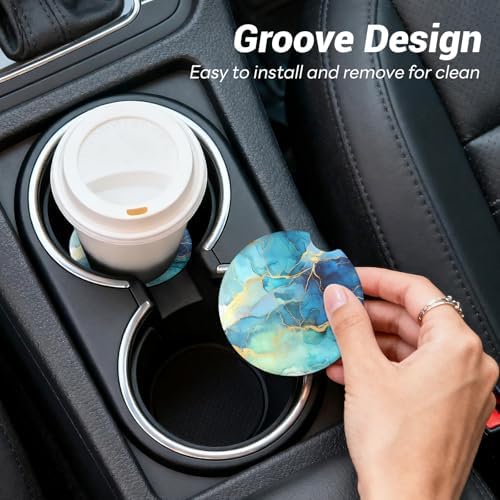 Car Cup Holder Ceramic Coasters 2 Pack, 2.56 in Anti Slip Absorbent Coaster - Image 7