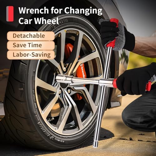 4 Way Lug Wrench, Extended Tire Iron, 1/2" Drive, 17/19mm & 21/23mm - Image 6
