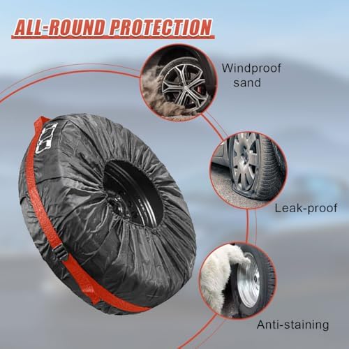YoRise 4PCS Car Tire Covers Set, Sun Rain Snow Wheel Cover - Image 6