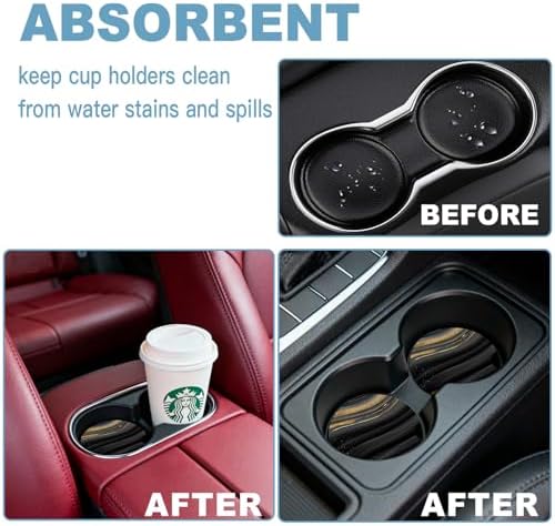 Ceramic Car Cup Holder Coasters Set of 2, 2.56 in Black Marble - Image 7