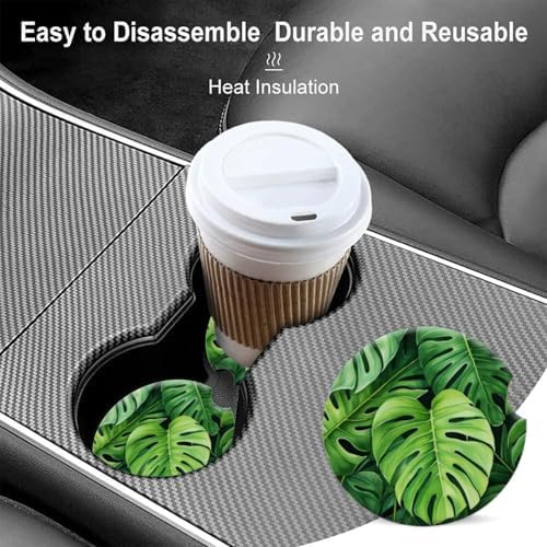 Cup Holder for Car, Tropical Leaf Pattern Ceramic Coasters Non-Slip Cup Holder - Image 7