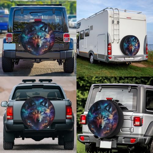 Rv Spare Tire Cover Wheel Cool Galaxy Animal Wolf Tire Covers Wheel Protectors - Image 6