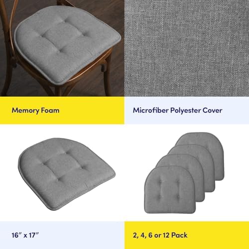 Sweet Home Collection Chair Cushion Memory Foam Pads Tufted Slip Non Skid - Image 6