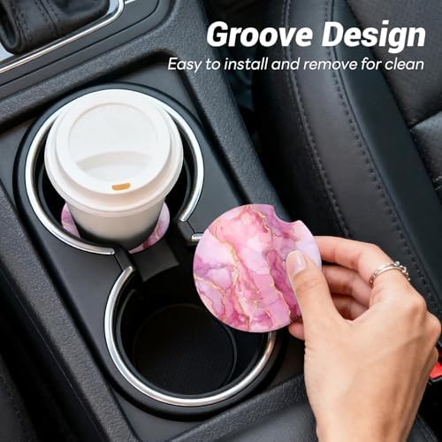 Car Cup Holder Ceramic Coasters 2 Pack, 2.56 in Anti Slip Absorbent Coaster - Image 7