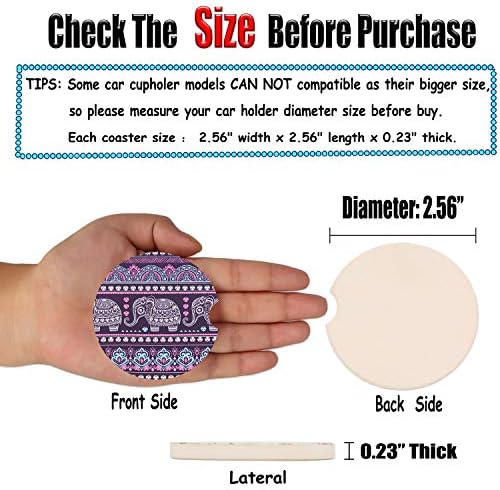 Small 2.56" Absorbent Car Coasters 2 Pack, Auto Cup Holder Accessories - Image 6