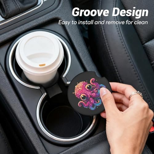 Car Cup Holder Ceramic Coasters 2 Pack, 2.56 in Anti Slip Absorbent Coaster - Image 7