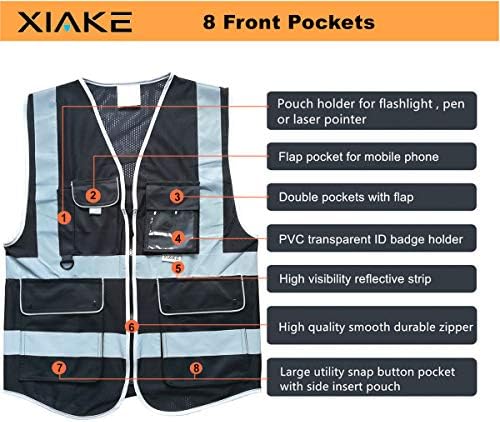 XIAKE Reflective Safety Vest for Men & Women High Visibility Class 2 Vest - Image 3