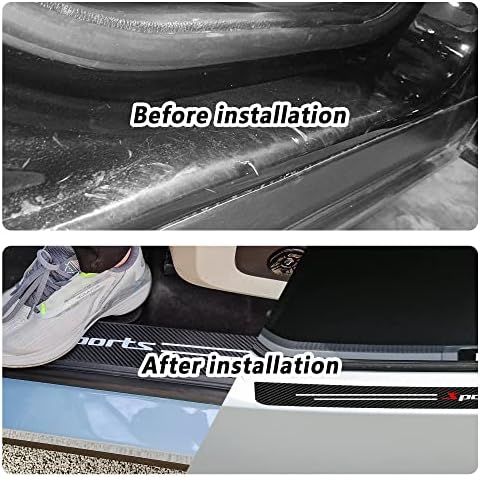 5PCS Car Door Sill Protector, Carbon Fiber Sport Threshold/Rear Bumper Guard - Image 7