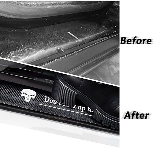 4PCS Carbon Fiber Car Door Sill Protector, Skull Design, Anti-Scratch and - Image 7