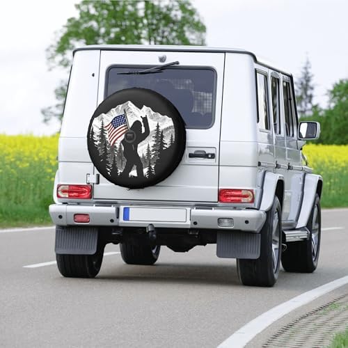 American Flag with Funny Spare Tire Cover with Back-up Camera Hole Leather - Image 6