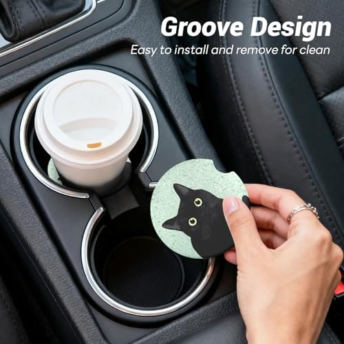 Car Cup Holder Ceramic Coasters 2 Pack, 2.56 in Anti Slip Absorbent Coaster - Image 7