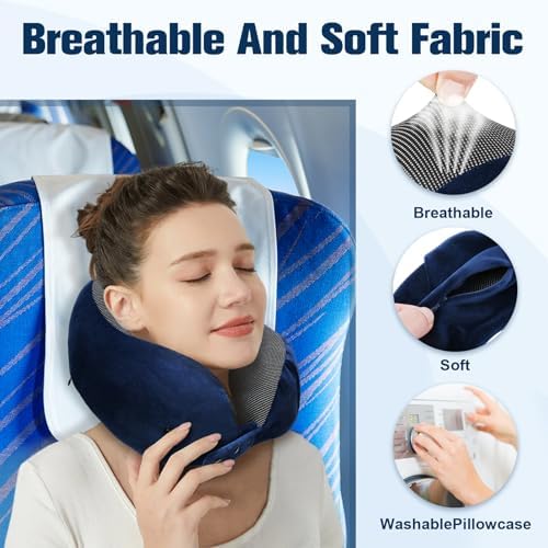 Cirorld Neck Pillow for Traveling, Travel Pillows for Airplanes Blue - Image 6