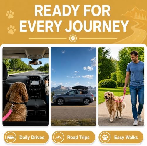 Dog Seat Belt for Car 2 Pack, 3-in-1 Adjustable-Length Bungee Tether - Image 7