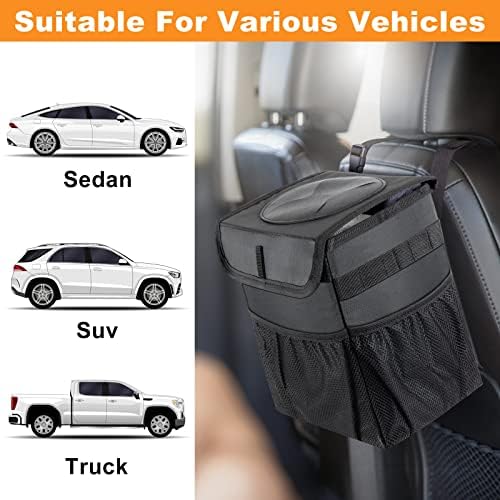 Car Trash Can Pack of 2 Foldable Garbage Bin Leakproof 2.3 Gallons Car Trash - Image 7