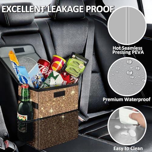 Cute Mini Car Trash Bag with Lid, Glitter Garbage Can Bin Hanging - Image 6