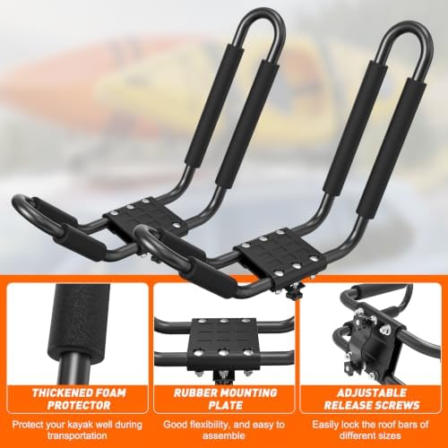 Taelakeni 2 Pairs Kayak Carrier Racks, Universal Cars Kayak Roof Rack - Image 7