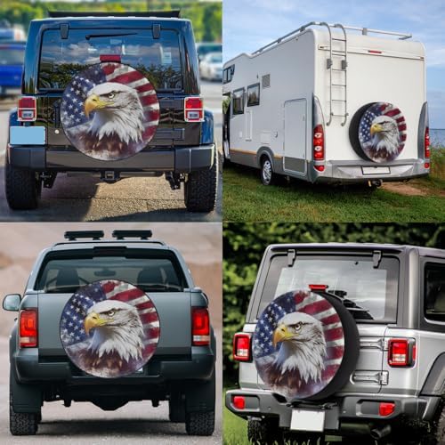 Spare Tire Cover for RV Trailer, American Flag Eagle Waterproof Sun Leather - Image 6