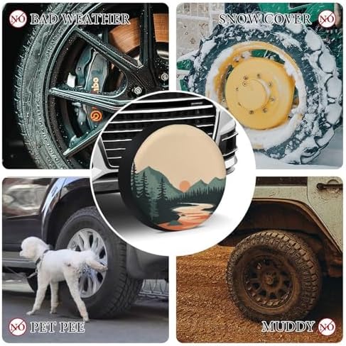 Camper Spare Tire Cover 15 Inch Mountain Adventure Universal Wheel Tire Cover - Image 7