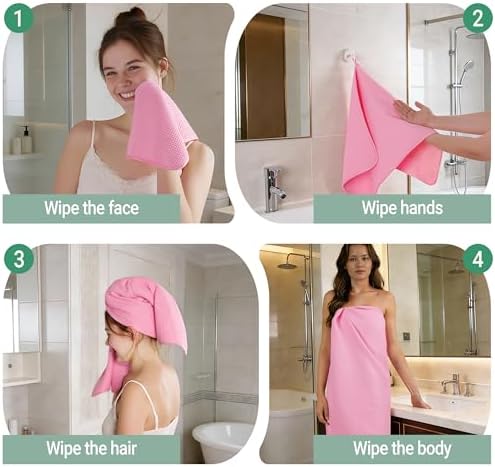 MICROFI Waffle Weave Bath Towel Set, Microfiber, 4 Pieces, Quick Dry, - Image 7